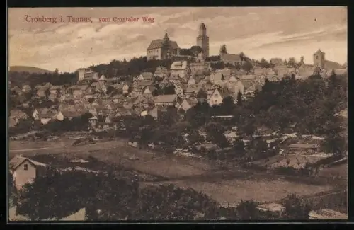 AK Cronberg i. Taunus, Blick vom Cronthaler Weg auf Schloss und Stadt