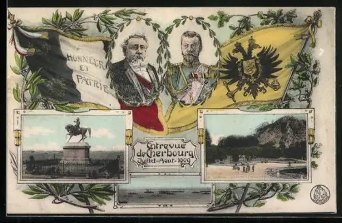 Künstler-AK Nikolaus II im Porträt, Entrevue de Cherbourg 1909