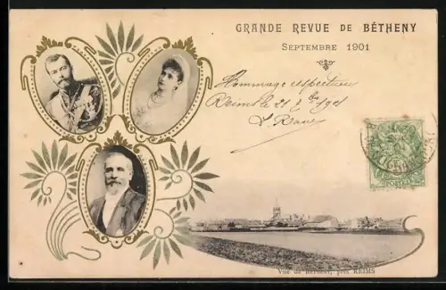 AK Bétheny pres Reims, Grande Revue de Bétheny 1901, Nikolaus II im Porträt