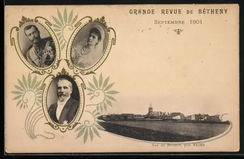 AK Bètheny pres Reims, Grande Revie de Bétheny 1901, Nikolaus II im Porträt