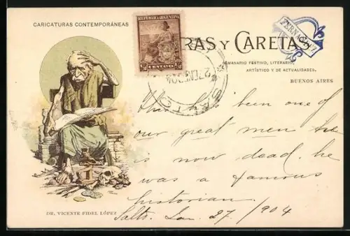 Lithographie Dr. Vincente Fidel López, Caricaturas Contemporáneas