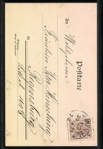 Künstler-AK Das neue Jahr in Gestalt einer schönen Frau auf einer Schweinekutsche, Jugendstil