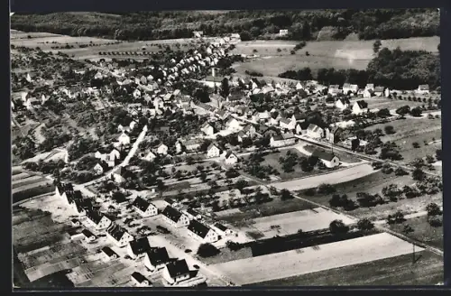 AK Neuhäusel /Westerwald, Luftaufnahme des Ortes, Wohnhäuser, Felder