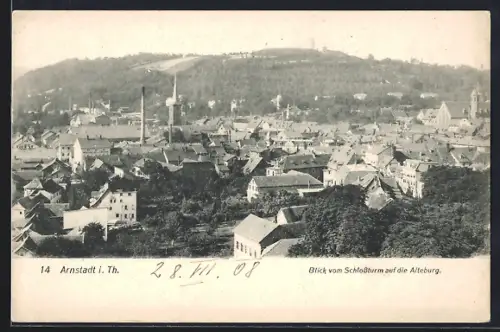 AK Arnstadt i. Th., Blick vom Schlossturm auf die Alteburg