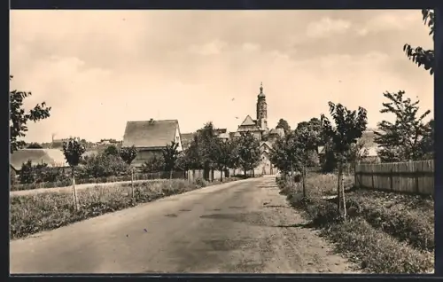 AK Buttstädt /Thür., Blick auf Kirche und Ortsstrasse