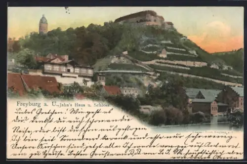 AK Freyburg a. U., Jahn`s Haus, Schloss, Weinberge