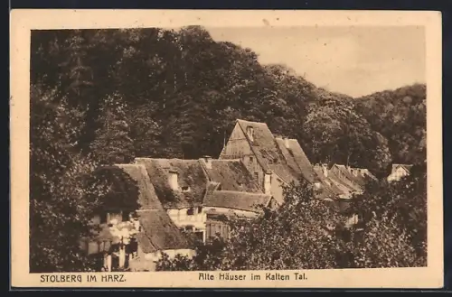 AK Stolberg im Harz, Alte Häuser im Kalten Tal