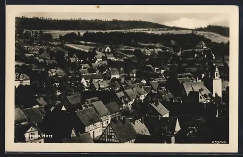 AK Ilsenburg /Harz, Ortsansicht mit Kirche und Fachwerkhäusern