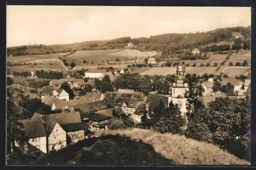 AK Wippra /Südharz, Ortsansicht mit Kirche und Fachwerkhäusern