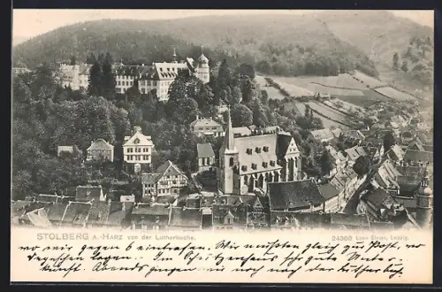 AK Stolberg a. Harz, Schloss, Kirche, Ansicht von der Lutherbuche