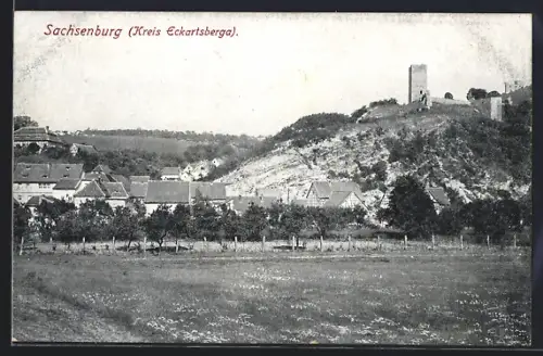 AK Sachsenburg /Eckartsberga, Ortsansicht mit Burgruine