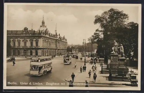 AK Berlin, Unter den Linden, Zeughaus mit Blücherdenkmal