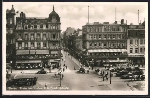 AK Berlin, Unter den Linden, Ecke Friedrichstrasse, Café Linden, Café Gust. Gerold