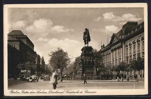 AK Berlin, Unter den Linden, Denkmal Friedrichs des Grossen