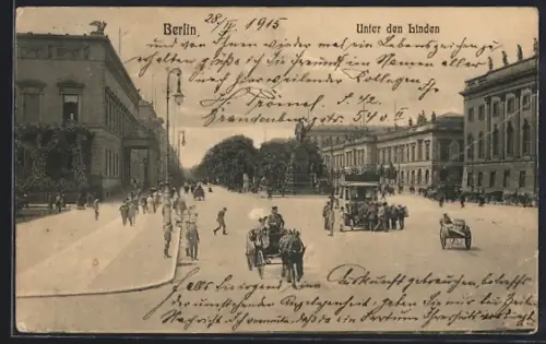 AK Berlin, Unter den Linden, Reiterstandbild Friedrichs des Grossen