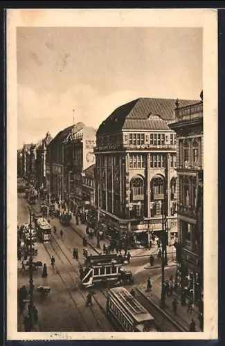 AK Berlin, Leipziger Strasse, Strassenbahn, Kaufhaus