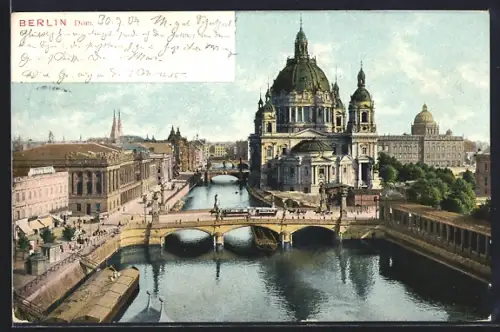 AK Berlin, Dom, Schlossbrücke, Berliner Schloss