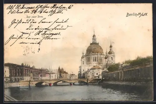 AK Berlin, Der neue Dom, Brücke, Fluss