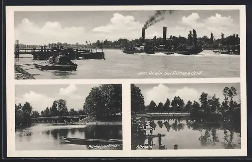 AK Plittersdorf / Altrhein, Rheinansicht, Altrheinbrücke, Altrhein