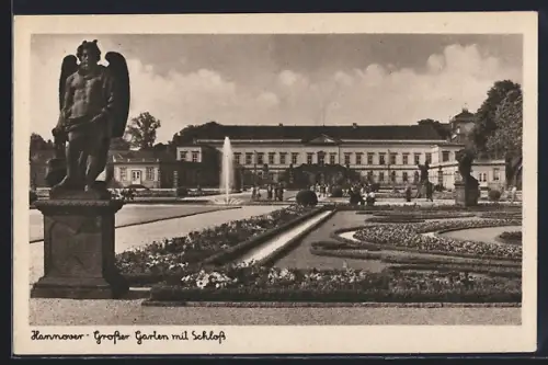 AK Hannover, Grosser Garten mit Schloss