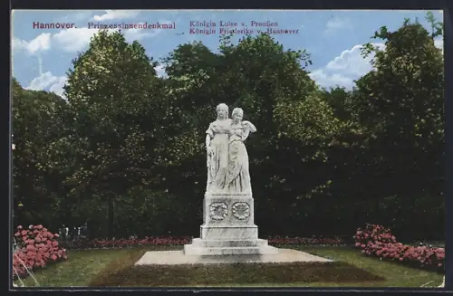 AK Hannover, Prinzessinnendenkmal Königin Luise v. Preussen, Königin Friederike v. Hannover