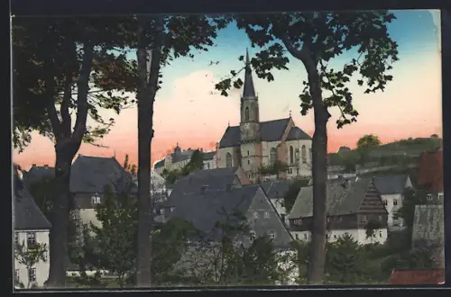 AK Altenberg i. Erzgeb., Ortsansicht mit Kirche