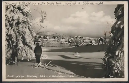 AK Altenberg /Ost-Erzgebirge, Blick von der Rehefelderstrasse im Winter