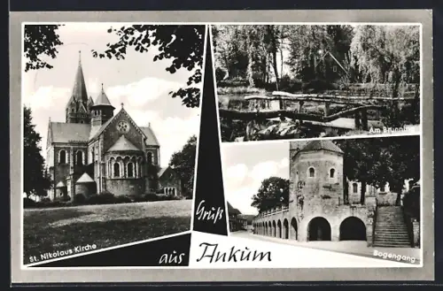 AK Ankum, St. Nikolaus Kirche, Bogengang, Partie Am Brunnen