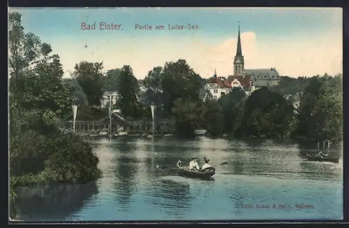 AK Bad Elster, Bootspartie auf dem Luisa-See