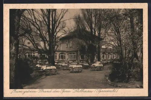 AK Lübbenau /Spreewald, Gasthaus Zum grünen Strand der Spree, Inh. W. Moshake, Gartenansicht