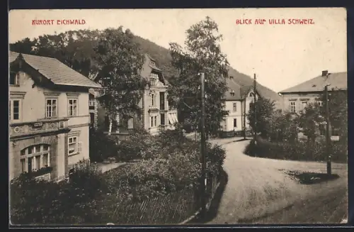 AK Eichwald, Villa Schweiz mit Ortspartie