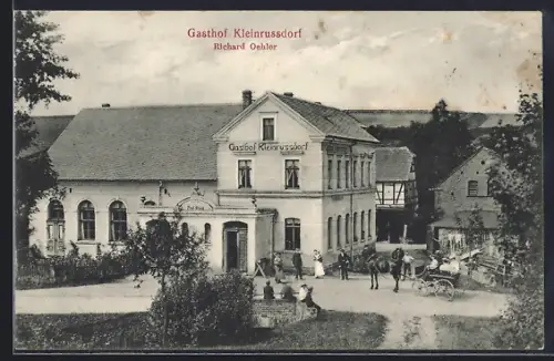 AK Kleinrussdorf / Langenbernsdorf, Gasthof Richard Oehler