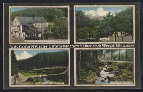 AK Eibenstock i. Erzgeb., Gasthaus Zimmersacher, Partie aus dem Bockauthal