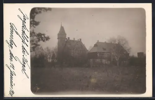 Foto-AK Kagel, Blick zum Jagdschloss 1920