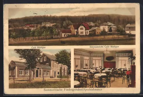 AK Fördergersdorf-Spechtshausen, Café Rüdiger, Innen- und Aussenansicht