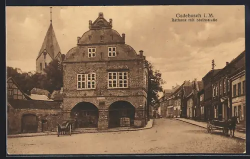 AK Gadebusch, Rathaus mit Steinstrasse