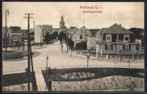 AK Ruhland o.-L., Blick in die Bahnhofstrasse