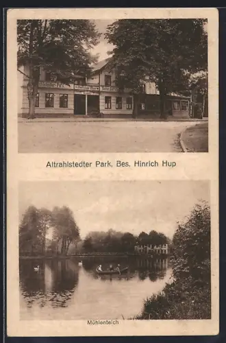 AK Hamburg-Altrahlstedt, Gasthaus Altrahlstedter Park, Bes. Hinr. Hup, Mühlenteich