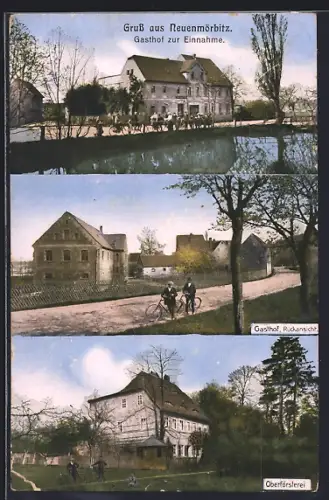 AK Neuenmörbitz, Gasthof zur Einnahme, Rückansicht, Oberförsterei