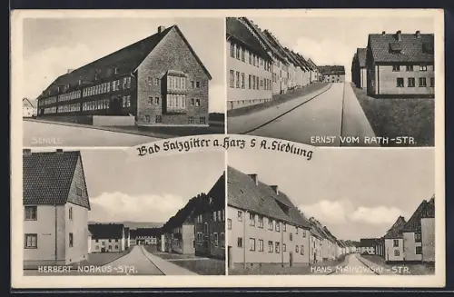 AK Bad Salzgitter a. Harz, Ernst vom Rath-Strasse, Herbert Norkus-Str., Hans Maiowski-Str. und Schule