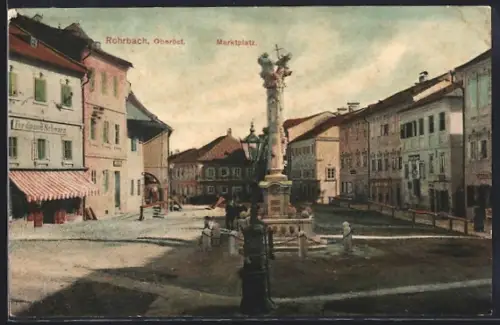 AK Rohrbach /Oberöst., Marktplatz mit Geschäften