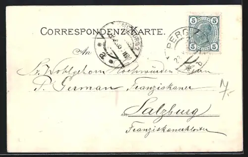 AK Perg /O.-Ö., Totalansicht mit Fernblick aus der Vogelschau