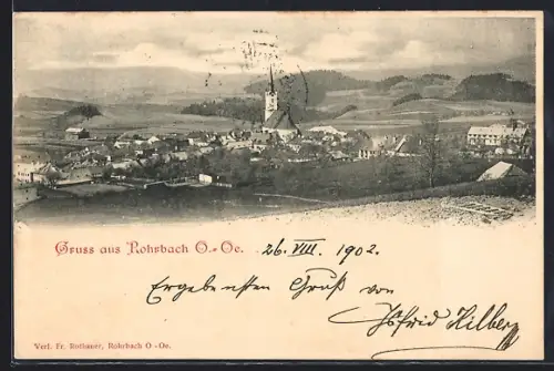 AK Rohrbach, Ortspanorama mit Fernsicht