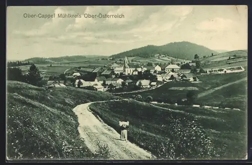 AK Ober-Cappel im Mühlkreis, Gesamtansicht mit Landstrasse u. Umgebung