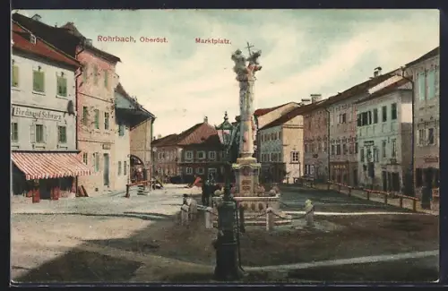 AK Rohrbach /Oberöst., Marktplatz mit Geschäften