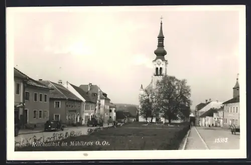 AK Reichenthal im Mühlkreis, Platzpartie mit Anlage u. Kirche