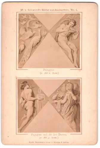 12 Fotografien Fried. Bruckmann, Ansicht Wien, Bilder zur Zauberflöte in der Loggia des K.K. Opernhaus Wien