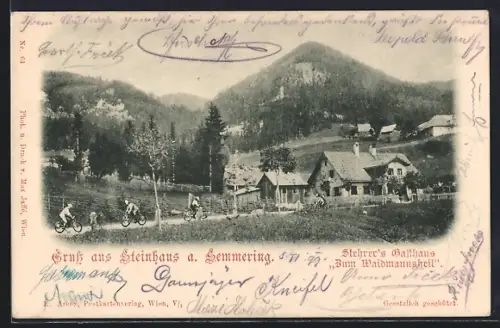 AK Steinhaus am Semmering, Stehrer's Gasthaus Zum Waidmannsheil, Fahrräder