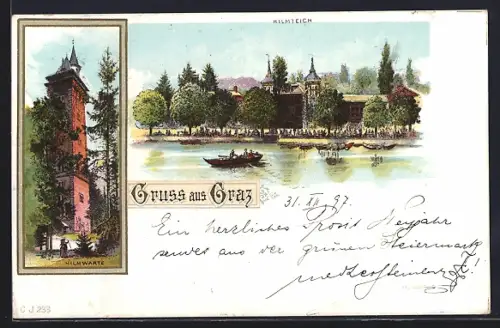 Lithographie Graz, Hilmteich und Hilmwarte
