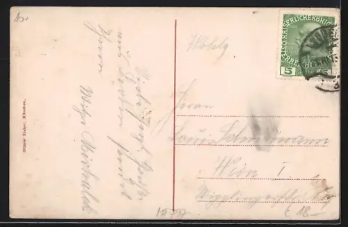 AK Leoben, Stadtturm mit Strasse, Grosser Burgfrieden, Ortsansicht von Norden, Rahmen